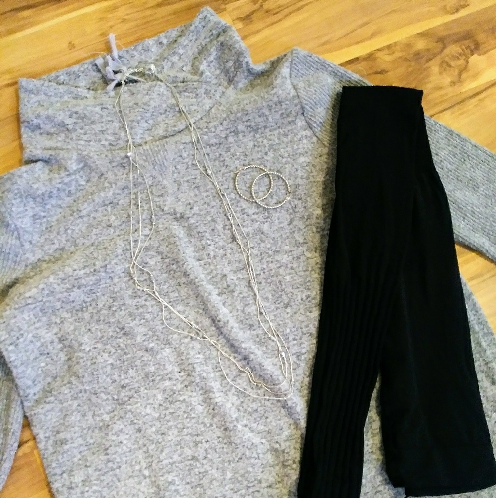 Grey Turtle Neck Sweater Dress